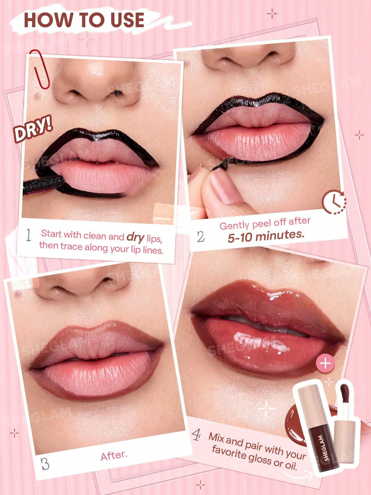 SHEGLAM Fall In Line Peel Off Lip Liner Stain – Buy 1 Get 1 Free