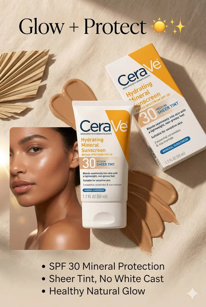 CeraVe Hydrating Mineral Sunscreen SPF 30 – Buy 1 Get 1 Free