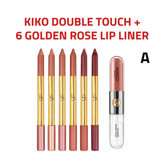 Lip Combo (Kiko Double Touch 103 + 6 Shades Lip Liner Golden Rose)