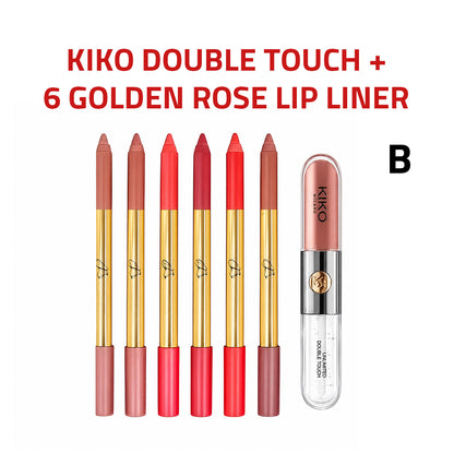 Lip Combo (Kiko Double Touch 103 + 6 Shades Lip Liner Golden Rose)