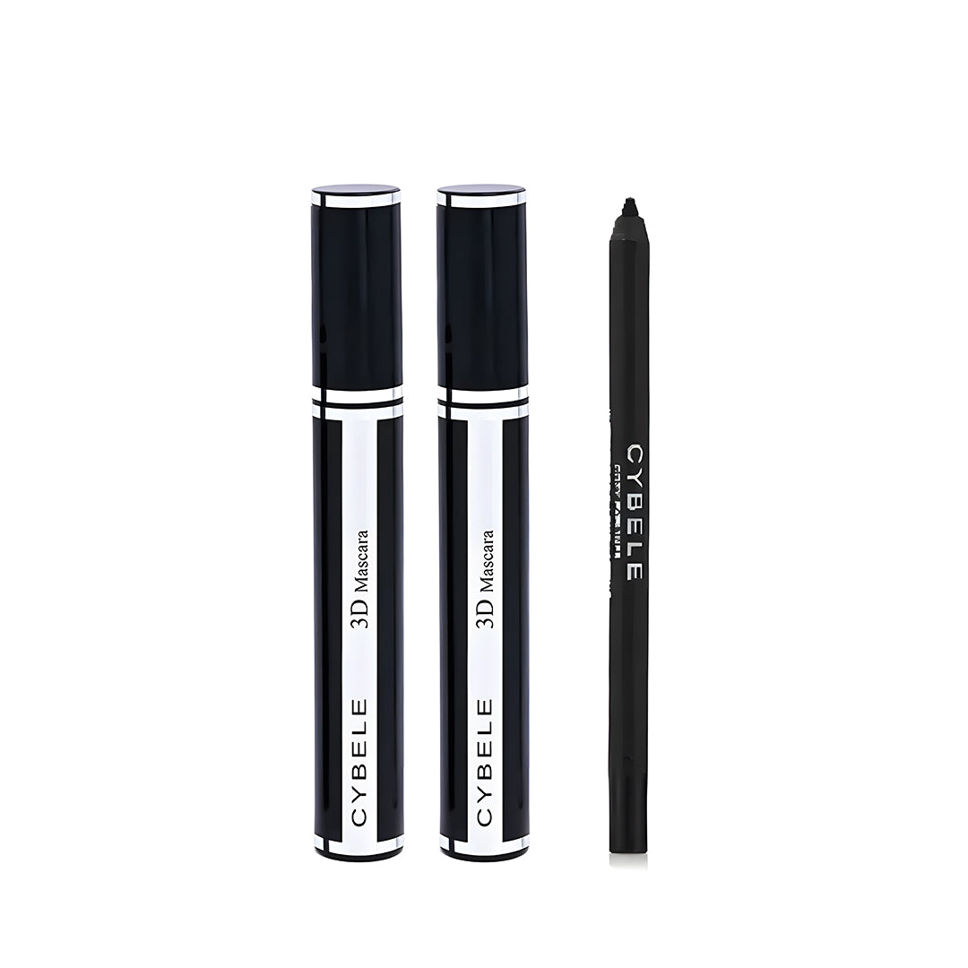 CYBELE Eye Makeup Trio – 2× 3D Mascara + Eye Pencil | Buy 1 Get 2 Free